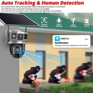 Caméra de surveillance de sécurité IP sans fil solaire extérieure haute définition V380pro 10 Zoom Trois objectifs 4G à énergie solaire - Product Image 2