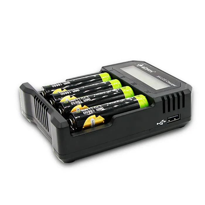 Eizventilx4 carregador para carro, display lcd, para 3.6v, 3.7v, bateria de íon de lítio, ue, austrália, reino unido, eua, 4 espaços, carregador para carro