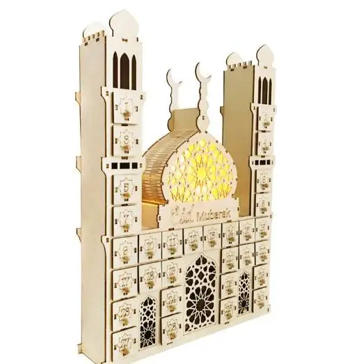 2023 Diy Ramadan Wooden Calendar Party Table Stand Eid Ramadan Decoration Hanging Pendant Wall Wooden Decoration For Eid Mubarak