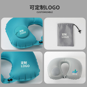 Almohada inflable en forma de U para el cuello, almohada de apoyo portátil para viajes, material de poliéster de color sólido, diseño ligero para adultos - Product Image 5