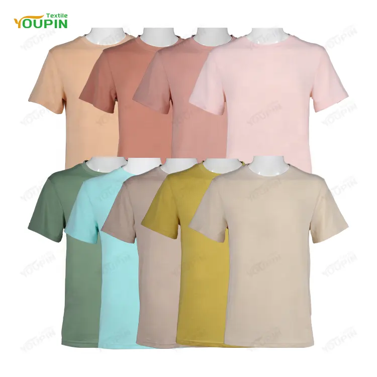 2023 Lente Zomer Effen Pastelkleurige Shirts Sublimatie Blanks 100% Polyester Katoen Gevoel Ronde Hals V-Hals Unisex T-Shirt