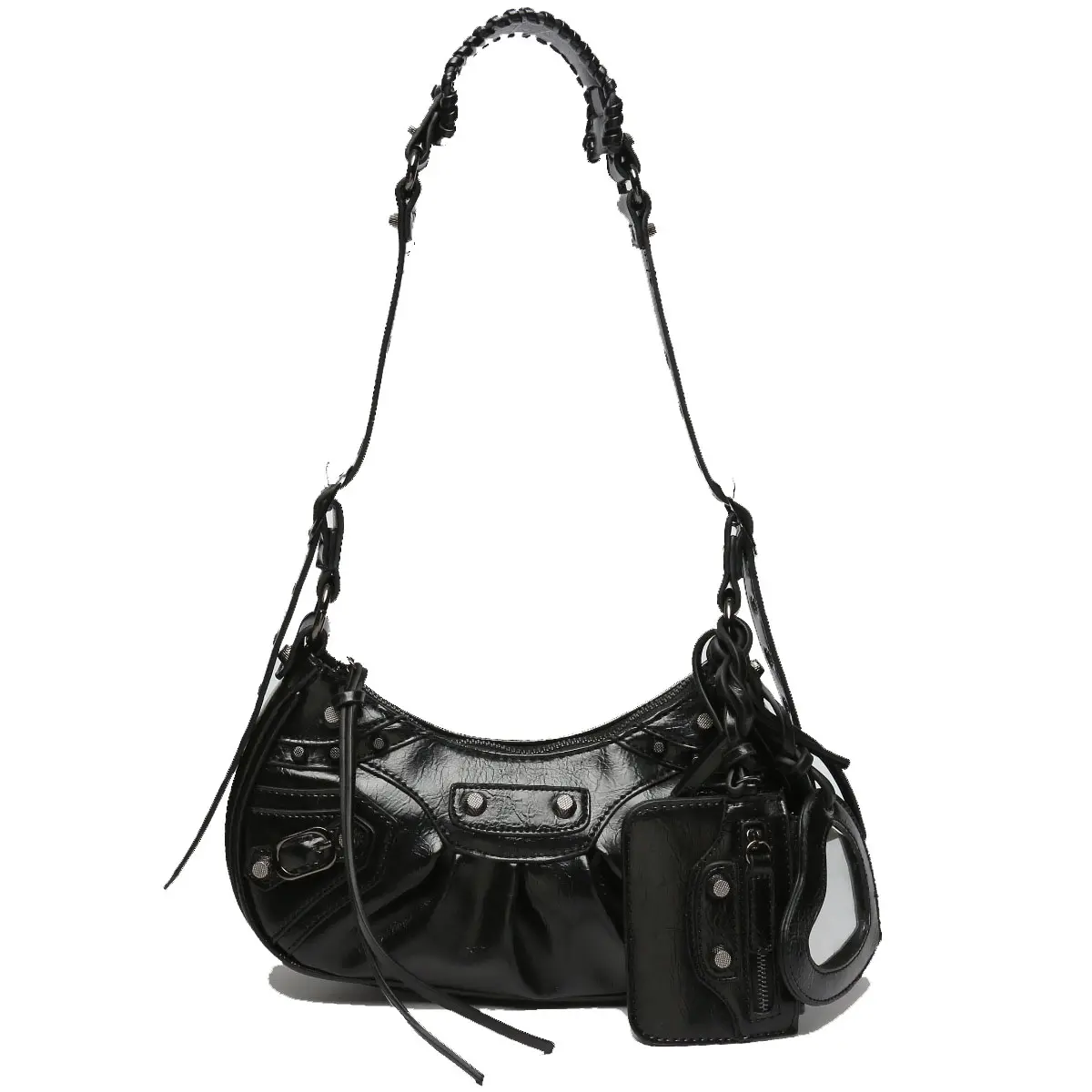 Ladies Purse Satchel Shoulder Bags Tote, Fashion PU Leather Rock Rivets Bag Hobo Handbags For Women