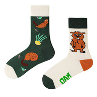 Calcetines Casuales Unisex de Algodón para Hombre y Mujer, Diseños Divertidos, Diferentes Diseños Izquierdo y Derecho, Calcetines Jacquard con Dibujos Animados de Erizo Rosa