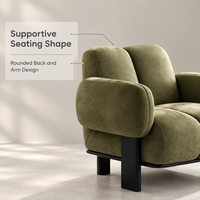 Fauteuil d'appoint moderne en bois massif, chaise de loisirs rembourrée écologique avec pieds en bois massif pour salon, appartement, centre commercial