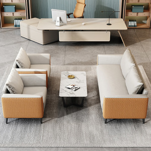 Conjunto de Sofás para Oficina, Cuero PU, Esponja de Alta Densidad, Muebles Duraderos para Recepción y Salón - Product Image 2
