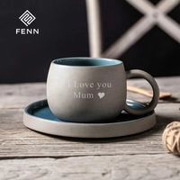 Ensemble tasse et soucoupe à café latte en céramique vintage FENN Gary Clay 250 ml – Vente en gros – Porcelaine écologique pour le thé et le café de l'après-midi