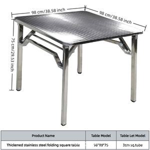 <span class=keywords><strong>Table</strong></span> <span class=keywords><strong>pliante</strong></span> en acier inoxydable au design contemporain, épaissie, carrée, <span class=keywords><strong>pour</strong></span> repas en plein air, camping, barbecue, <span class=keywords><strong>marché</strong></span> nocturne, Hunan - Product Image 4