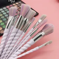 Ensemble de 10 pinceaux de maquillage professionnels, poils synthétiques doux, manche en plastique, pour le visage, le fond de teint, pinceaux de maquillage cosmétiques, beauté féminine