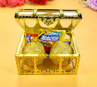 Großhandel Goldene Plastik-Schatztruhe Süßigkeitenbox Hochzeitsparty-Gastgeschenk Bankett-Geschenke Schatztruhe Süßigkeitenbox