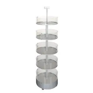 Clear acrylic round display box 5 Layer Rounded Acrylic Retail Display Attractive Superstore Racks