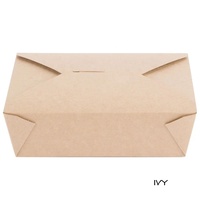 Boîte à lunch rectangulaire en papier kraft brun de qualité alimentaire avec logo personnalisé imprimé et pelliculage brillant pour les nouilles à emporter