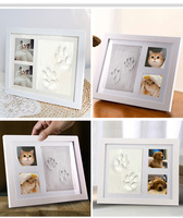 2025 Offre Spéciale empreinte et empreinte de main Kit souvenir cadres Photo en bois cadre de douche de bébé nouvelle maman cadeaux animaux Kit d'impression de patte