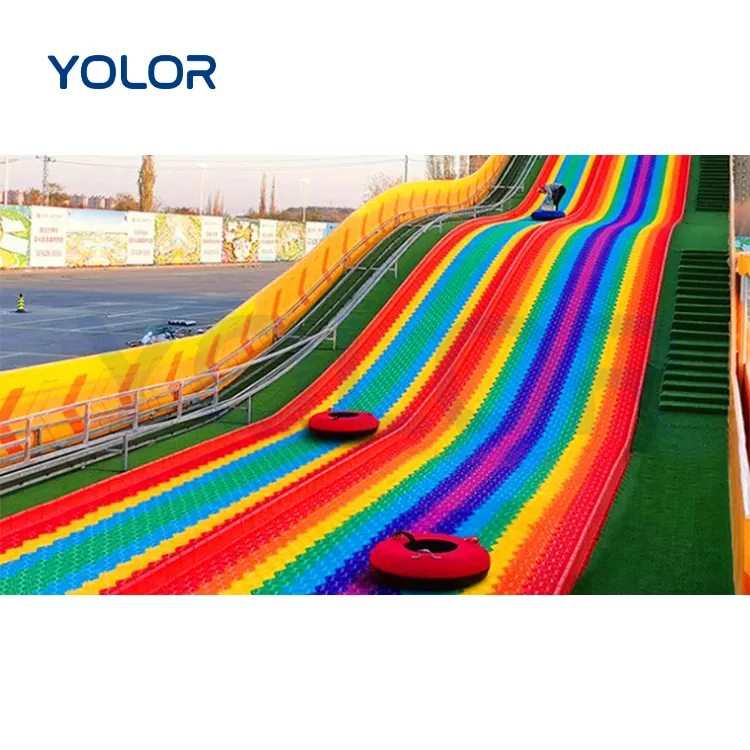 China New Plastic Rainbow Dry Snow Slide Outdoor Dry Ski Rainbow Slide Ride Plastic Slide For Amusement Park