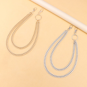 Double Layer Metal Pants <b>Chain</b> Gold Zinc Alloy Waist <b>Chain</b> Hip Hop Denim Accessory Daily Wear - Product Image 3