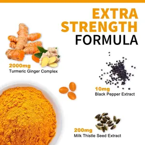 OEM 5 In 1 Milk Thistle Seed Extract Black Pepper Ginger Root Curcuminoids Turmeric Ginger Supplement Softgel Capsules