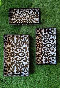 Ensemble de plateaux décoratifs géométriques modernes en MDF, motif abstrait rectangulaire, design avec revêtement, emballage multi-pièces - Product Image 2