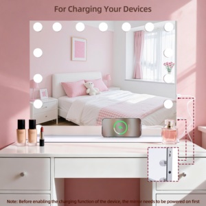 Miroir <span class=keywords><strong>de</strong></span> <span class=keywords><strong>Maquillage</strong></span> <span class=keywords><strong>de</strong></span> Beauté avec 3 Ampoules LED Couleurs Variables, Écran Tactile, Miroir <span class=keywords><strong>de</strong></span> Table, Vente en Gros, Logo Personnalisé, OEM ODM, Métal Chromé - Product Image 1
