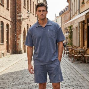 Camiseta Polo de Gran Tamaño para Hombre, Estilo Urbano, Lavado Ácido Vintage, 100% Algodón Pesado, Proveedor de Moda - Product Image 1
