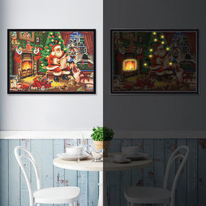 Scène de Noël décoration peintures led nuit lumineuse 5d bricolage diamant peinture kits pour adultes - Product Image 2