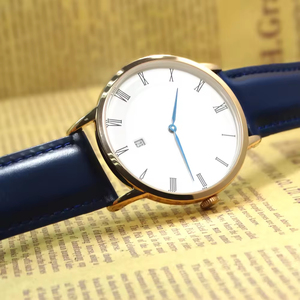 Custom Genuine Leather Strap Stainless Steel <b>Watch</b> Unisex Size Waterproof Auto Day - Product Image 2