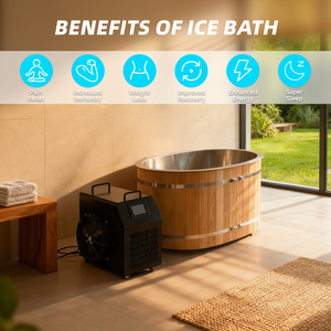 Hot bán nhà giữ gìn sức khỏe thép không gỉ lạnh Plunge Ice Bath trong tuyết tùng đỏ với máy làm lạnh nước lạnh tắm nước đá Plunge - Product Image 3