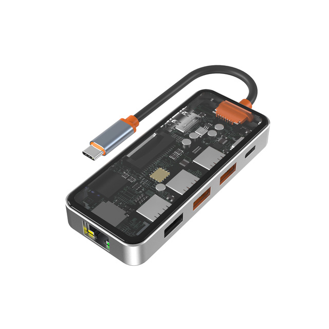 8 in 1 Usb c Hub Transparent Dock 6 in 1 Usb c Hub 4K Projector Laptop Converter Expansion Dock Type C Hub