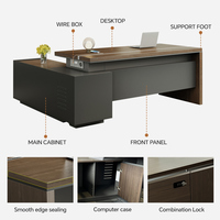Mobilier de bureau moderne de luxe Table de patron en forme de L Table de gestion des câbles Table de réunion Bureau de gestion moderne avec gestion des fils