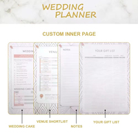 Agenda de mariage personnalisé avec couverture rigide dorée, reliure spirale, logo personnalisé, grammage de papier sur mesure, cadeau pour la mariée