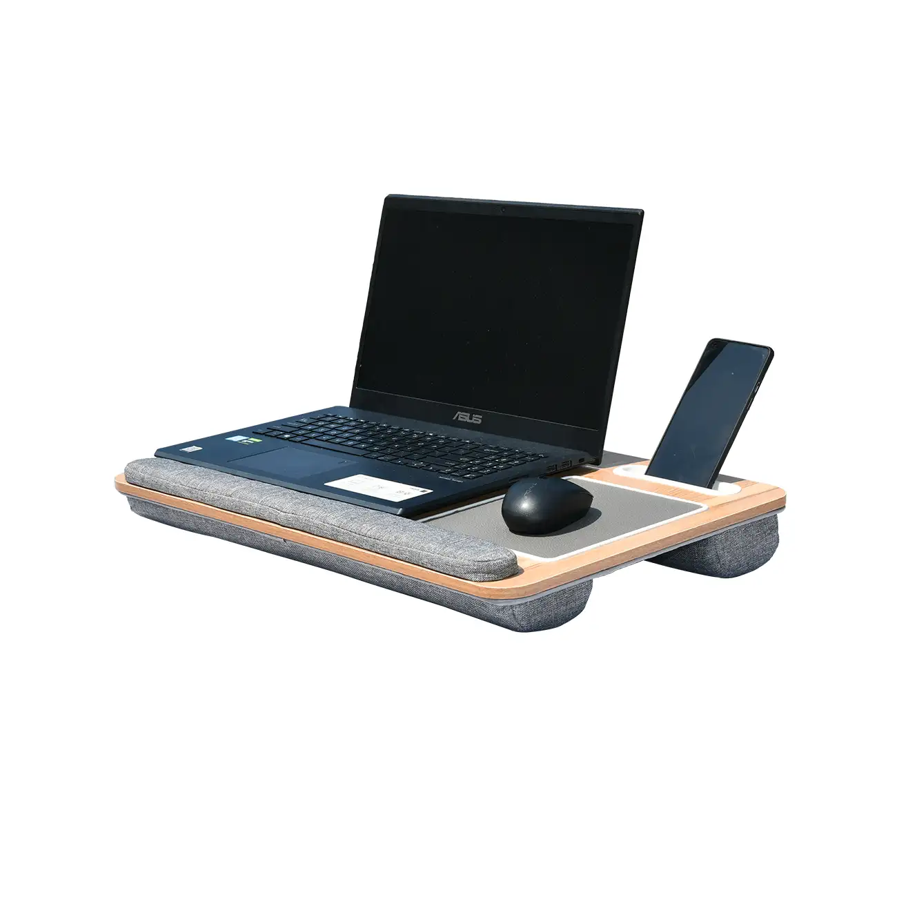 Wholesale Bamboo Computer Writing Desk Portable Tabletop Laptop Stand wooden Lap Tray Bed Sofa Desk With Soft Pillow Cushion