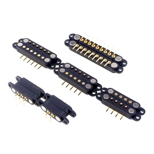 Cổng kết nối Pogo <span class=keywords><strong>Pin</strong></span> nam nữ góc vuông, lò xo, 2.54 MM, 2 <span class=keywords><strong>3</strong></span> 4 5 6 7 8 9 cực, lỗ xuyên, 2A DC, từ tính ngang - Product Image 1