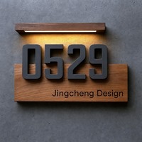 Plaque de porte décorative moderne en bois pour numéro de maison, modèle JC-LM244, personnalisable, pour entrée de maison - Grande Vente