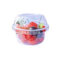Échantillon F ree Sans BPA 12oz Gobelets de charcuterie en PET transparents avec logo personnalisé Récipient pour le stockage des aliments en plastique avec couvercles
