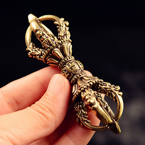 Vajra de Latón Macizo Vintage, Adorno Tibetano Budista <span class=keywords><strong>Lama</strong></span> Dorge, Artesanía Decorativa Fengshui, Coleccionable, Decoración de Escritorio, 3.35'' - Product Image 3