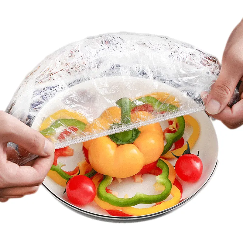 100pcs Disposable Food Cover Plastic Wrap Elastic Food Lids For Fruit Bowls Cups Caps Storage Kitchen Fresh Keeping Saver Bag