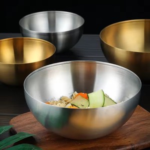 Tazón de Acero Inoxidable Dorado y Plateado para Ensaladas, Fideos, Lamian, Vajilla de Cocina, Contenedor de Alimentos - Product Image 3