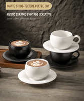 Vente en gros de tasses à café en céramique mate de 300 ml, style minimaliste rustique vintage, tasse à cappuccino et à latte pour la maison, le bureau, le café, ensemble cadeau