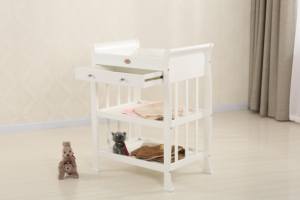 Table à <span class=keywords><strong>langer</strong></span> multifonctionnelle en <span class=keywords><strong>bois</strong></span> <span class=keywords><strong>blanc</strong></span> moderne à 2 niveaux pour la chambre à coucher - Product Image 5