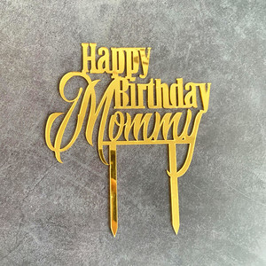 ท็อปเปอร์เค้กอะคริลิคสีทอง ลาย "น้ำผึ้งและความหวาน สุขสันต์วันเกิดแม่" สำหรับตกแต่งเค้กวันแม่และวันเกิด - Product Image 5