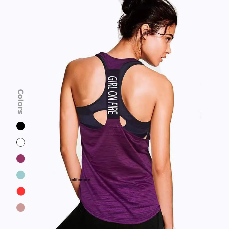 Hot Selling Vrouwen Yoga Tank Tops Vochtregulerende Running Vest Gym Fitness Top Losse Sneldrogende Sport Singlet Workout Shirts