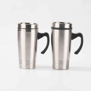 Stainless Steel Tumbler With Handle And Lid <b>Double</b> <b>Wall</b> Vacuum Insulated Travel Mug Minimalist Design - Product Image 1