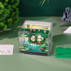 Beleuchteter Schreibtischkalender 3D Papierkunst Drachenbootrennen-Design Niedliches Reisbällchen-Maskottchen mit LED-Licht Festliche Heim- und Bürodekoration - Product Image 3