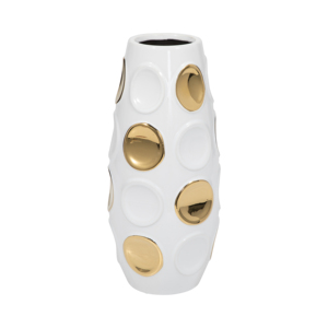 Vaso in ceramica con motivo a cerchi dorati per decorare la casa, soggiorno, camera da letto, ufficio, scrivania. - Product Image 1