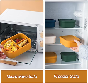 ชุดกล่องอาหารกลางวันสำหรับเด็กทำจากซิลิโคนกันรั่วมี3ช่องเป็นมิตรกับสิ่งแวดล้อม - Product Image 5