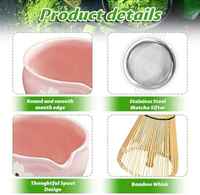 Ensemble de cérémonie du thé matcha japonais de 5 pièces avec bol, fouet, cuillère, support, tamis, idéal pour les débutants et les experts, prêt pour l'OEM