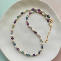 Collar de Perlas de Agua Dulce con Cuentas de Piedra Natural, Estilo Bohemio Geométrico, Hecho Principalmente de Jade, para Mujer, Moda de Playa de Verano