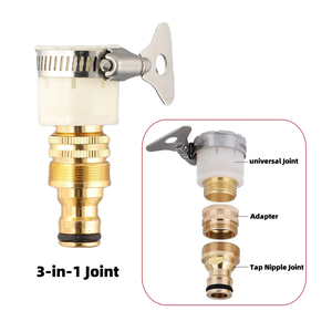 Conectores de grifo de manguera de jardín universales 3 en 1, adaptador de grifo de 15 ~ 23mm, Conector de agua de jardín de latón - Product Image 2