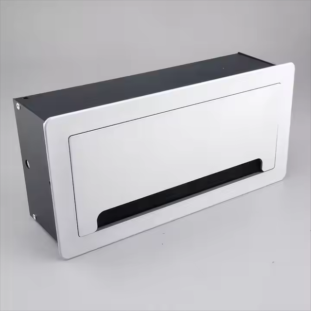 The exquisite aluminum alloy +ABS power socket is hidden in the desktop cable box with a flip cover