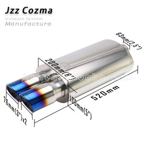 Hệ thống ống xả xe hơi âm trầm 63mm một đầu vào, 76mm hai đầu ra, kiểu oval, bộ giảm thanh kép, ống xả sang trọng - Product Image 3