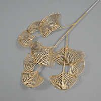 Feuille de ginkgo doré simulé feuille d'eucalyptus feuille d'éventail en plastique doré décoration de mariage fleurs artificielles accessoires de paysage