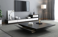 Juego de Mesa de Centro y Mueble para TV de Estilo Moderno y Lujoso, Diseño Italiano Minimalista Cuadrado, Muebles para Sala de Estar, Mesa de Té